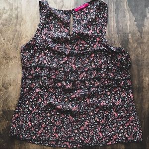 3/$30 Julies Closet Ruffled Sheer Floral Tank